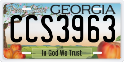 GA license plate CCS3963
