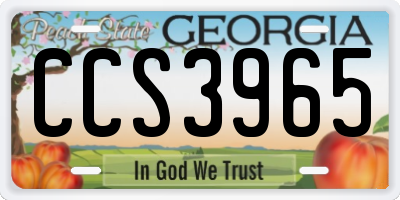 GA license plate CCS3965