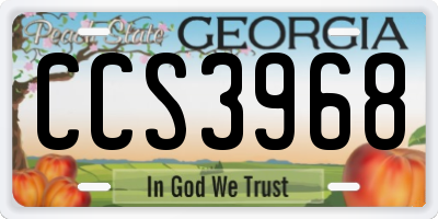 GA license plate CCS3968