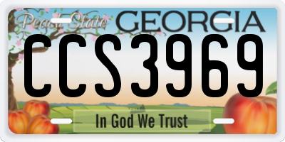 GA license plate CCS3969