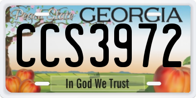 GA license plate CCS3972