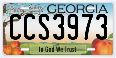 GA license plate CCS3973