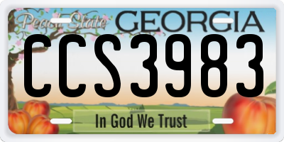 GA license plate CCS3983