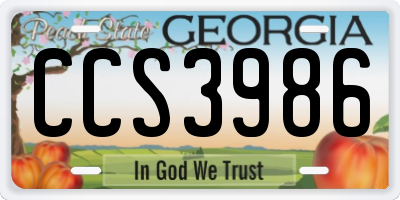 GA license plate CCS3986