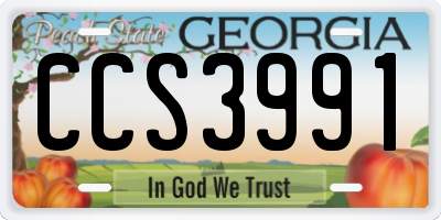 GA license plate CCS3991