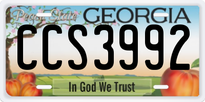 GA license plate CCS3992