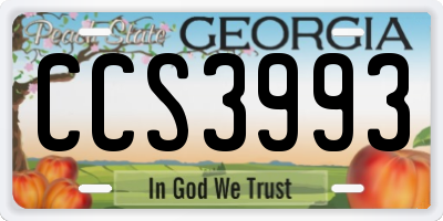 GA license plate CCS3993