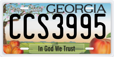 GA license plate CCS3995