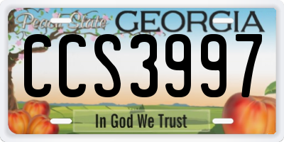 GA license plate CCS3997