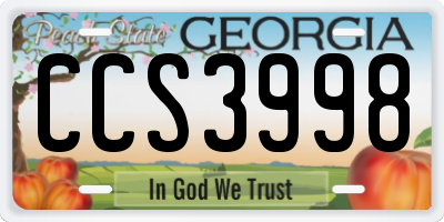 GA license plate CCS3998