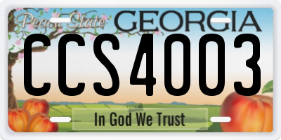 GA license plate CCS4003