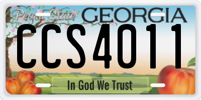 GA license plate CCS4011