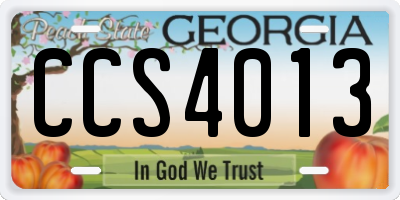 GA license plate CCS4013