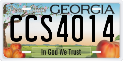 GA license plate CCS4014