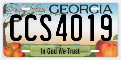 GA license plate CCS4019