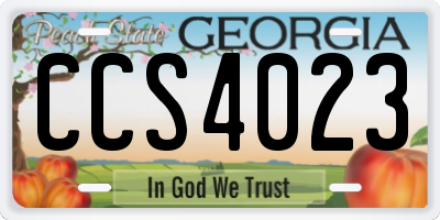 GA license plate CCS4023