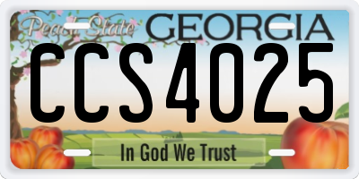 GA license plate CCS4025