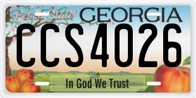 GA license plate CCS4026