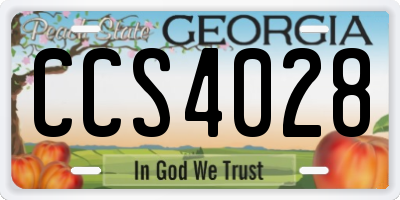 GA license plate CCS4028