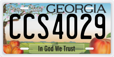 GA license plate CCS4029