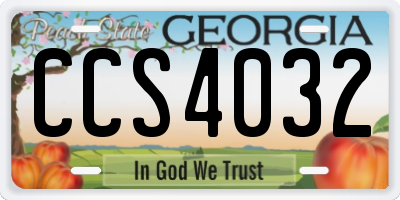 GA license plate CCS4032