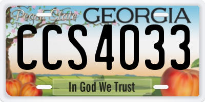 GA license plate CCS4033