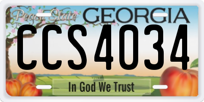 GA license plate CCS4034
