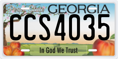 GA license plate CCS4035