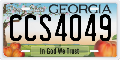 GA license plate CCS4049