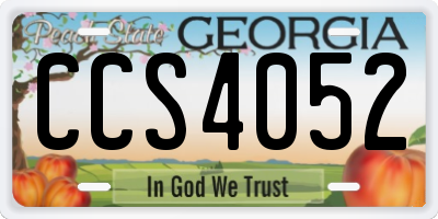 GA license plate CCS4052