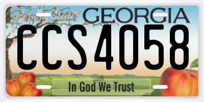 GA license plate CCS4058