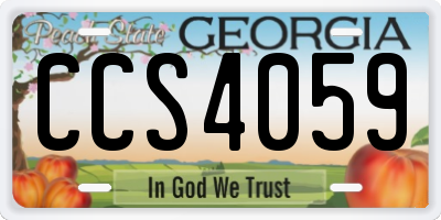 GA license plate CCS4059