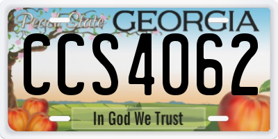 GA license plate CCS4062