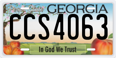 GA license plate CCS4063
