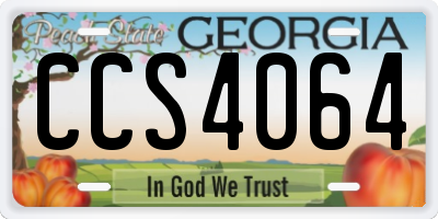 GA license plate CCS4064