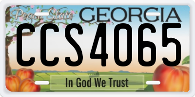 GA license plate CCS4065