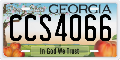 GA license plate CCS4066
