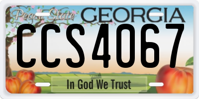 GA license plate CCS4067
