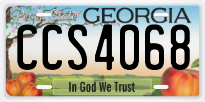 GA license plate CCS4068