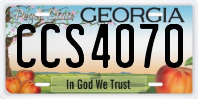 GA license plate CCS4070