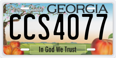 GA license plate CCS4077