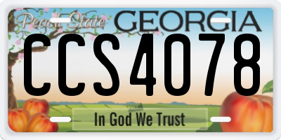GA license plate CCS4078