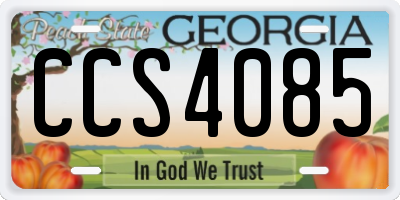 GA license plate CCS4085