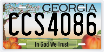 GA license plate CCS4086