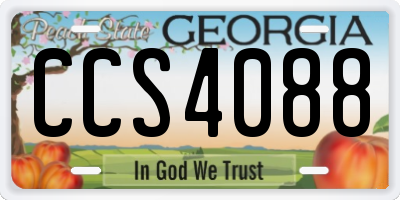 GA license plate CCS4088