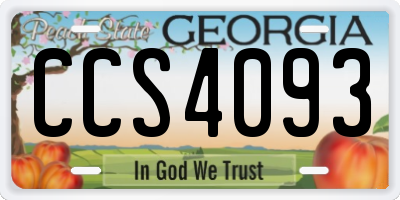 GA license plate CCS4093