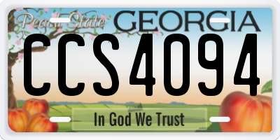 GA license plate CCS4094