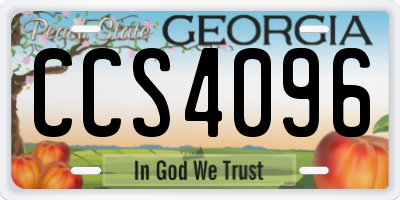 GA license plate CCS4096