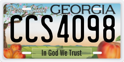 GA license plate CCS4098