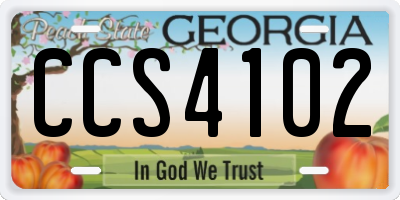 GA license plate CCS4102
